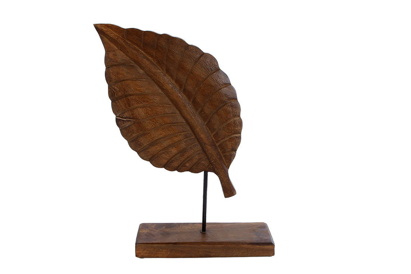 Sculptuur blad "Leave" antiek bruin mango 38x28x8cm