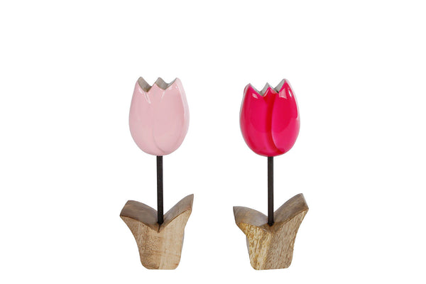 Sculptuur bloem Tulp S roze/fuchsia/mango a2
