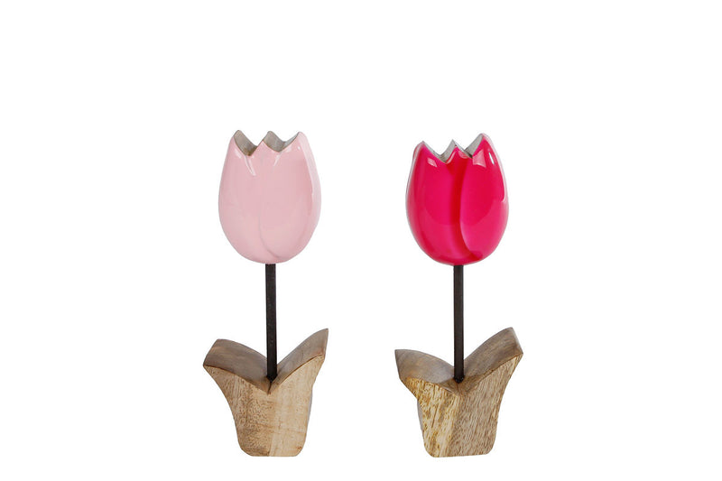 Sculptuur bloem Tulp S roze/fuchsia/mango a2