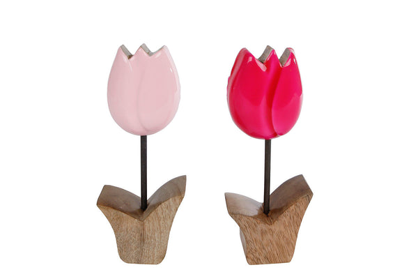 Sculptuur bloem Tulp L roze/fuchsia/mango a2