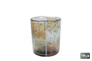 Theelichthouder Blocks S bruin/groen glas 7,5x7,5x9cm