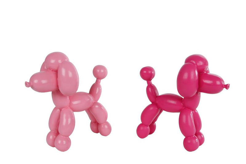 Sculptuur Poodle roze/fuchsia a2 polystone 9x4,5x9cm