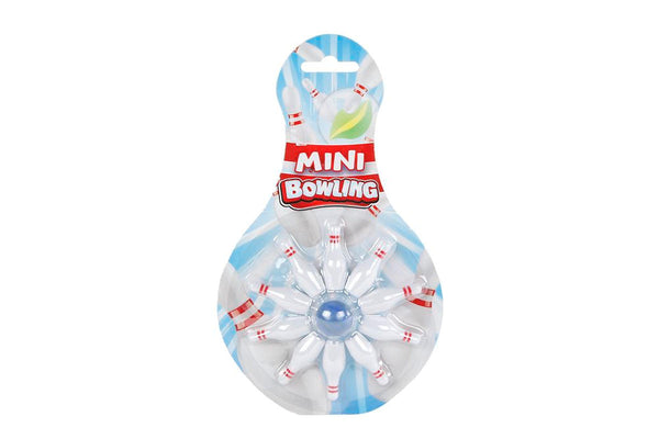 Vingerbowling spel met 10 kegels en knikker