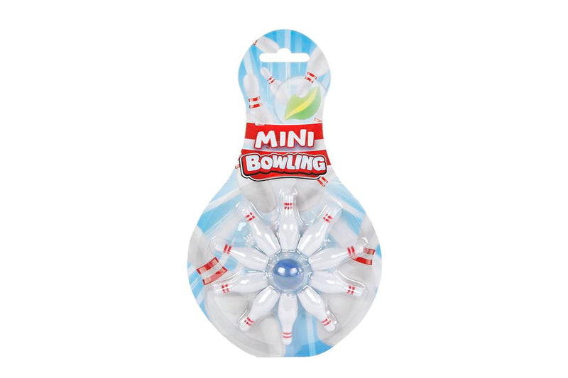 Vingerbowling spel met 10 kegels en knikker