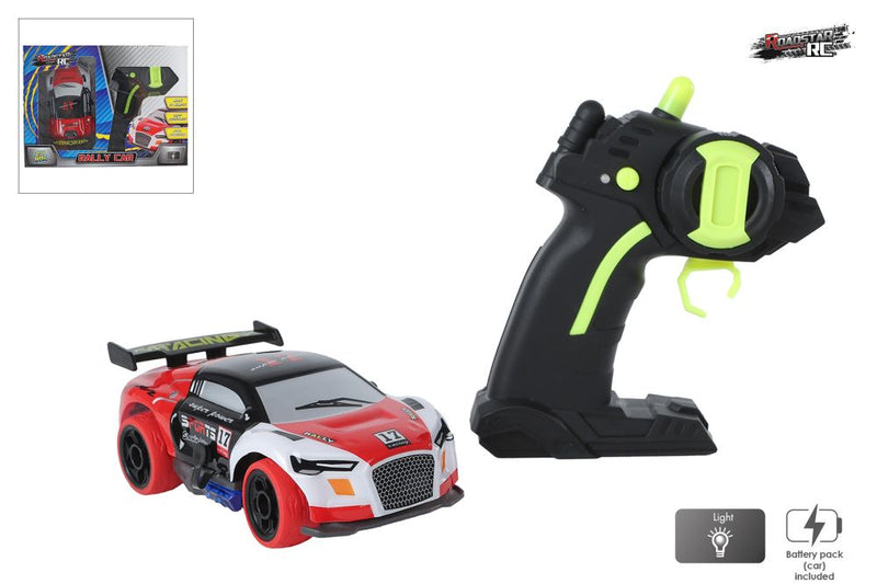 Roadstar RC Bestuurbare Rally Auto met Licht 2.4GHz Rood, 13cm