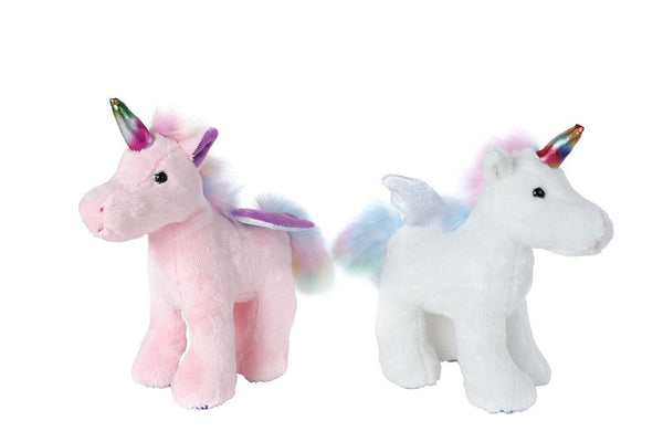 Eehoorn Staand Pluche Knuffel Wit, 18cm