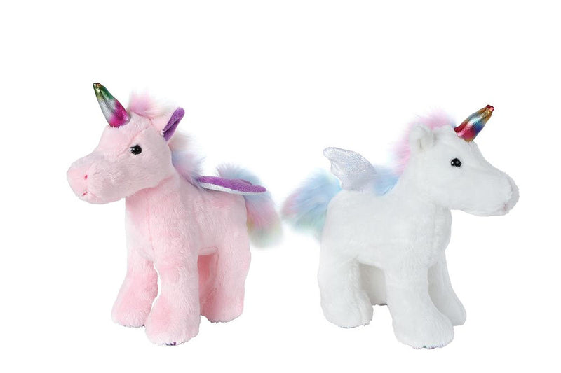 Eehoorn Staand Pluche Knuffel Wit, 18cm