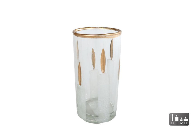 Theelichthouder Candles S helder/wit glas 6x6x11,5cm