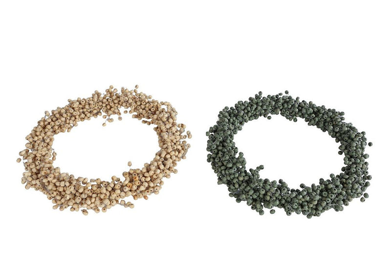 Kralenkrans Marlyn crème/groen a2 hout 23x23x4cm