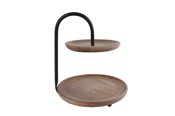 Etagere George naturel/zwart mango/metaal 21x22x25cm