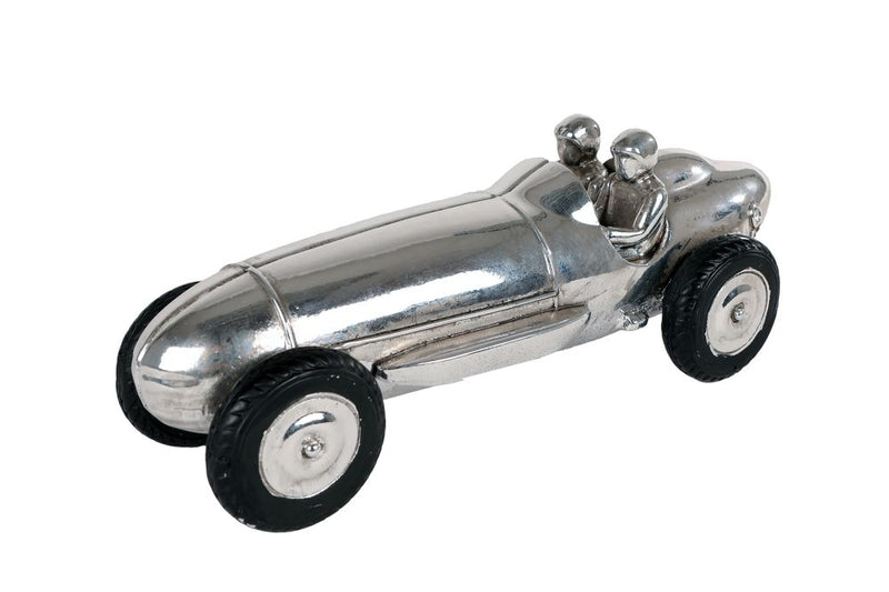 Sculptuur Race Car zilver polystone 25,8x9,4x9cm
