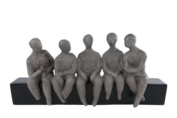 Sculptuur Sitting People grijs/zwart poly 40,5x9x19 cm **