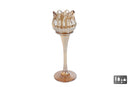 Theelichthouder Tulip amber glas 7x7x22cm