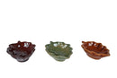 Schaaltje Leafs bruin/groen/paars aardew 9,5x7,5x3,5cm assor