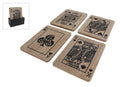 Onderzetter Card Game s4 in houder naturel/zwart hout 9x10,5