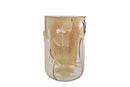 Vaas/windlicht Fem luster amber glas 13,5x13,5x18,5cm