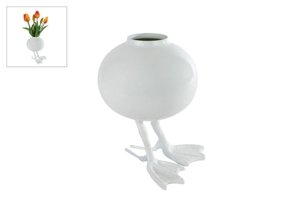 Vaas Duck S wit metaal 12x12x16cm