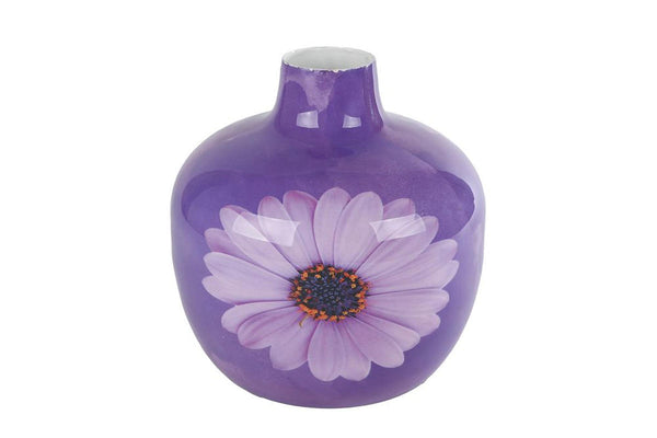 Vaas Gerbera paars metaal 18x18x18cm