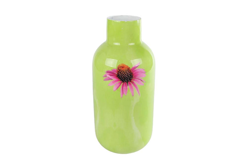 Vaas Zonnehoed groen metaal 11x11x25cm