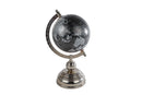 Wereldbol World zwart/zilver hout/metaal 11x12x25cm