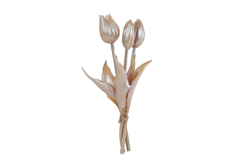 Kunstbloem Tulp 3x champagne goud PE 25cm
