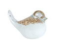Sculptuur Bird wit/goud glas 11x6x7,5cm
