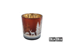 Theelichthouder Hert/Dennenboom S bruin glas 7,5x7,5x8cm