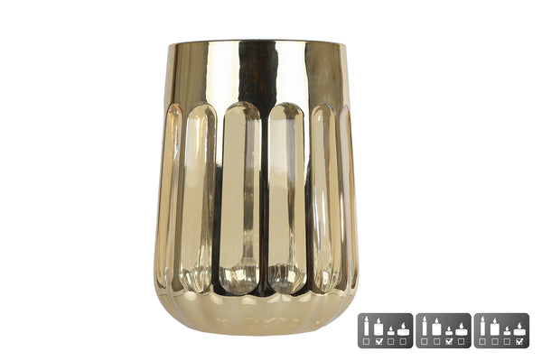 Windlicht Airen L goud glas 11,5x9x19cm