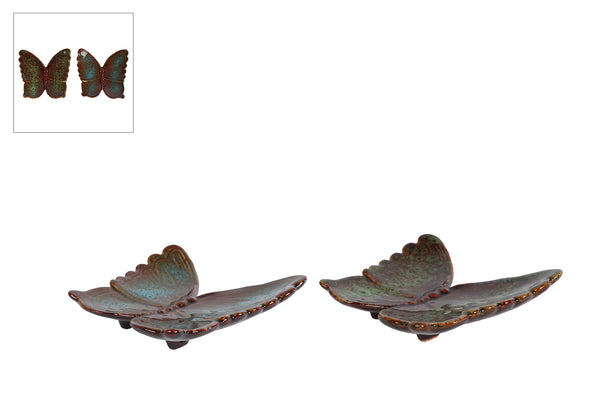 Sculptuur Butterfly S blauw/groen a2 aardew 12,5x12x3cm