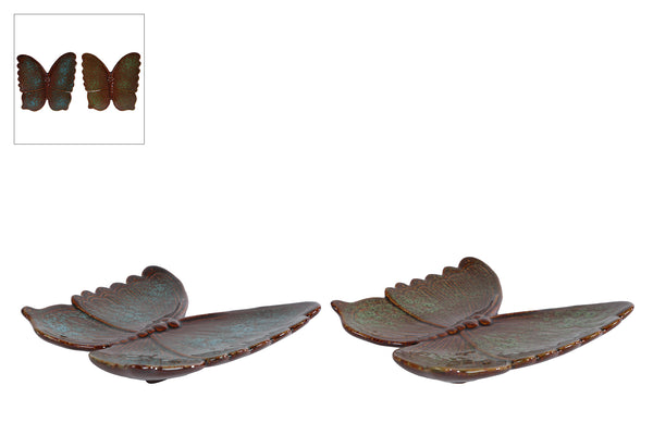 Sculptuur Butterfly L blauw/groen a2 aardew 18x17x3,5cm