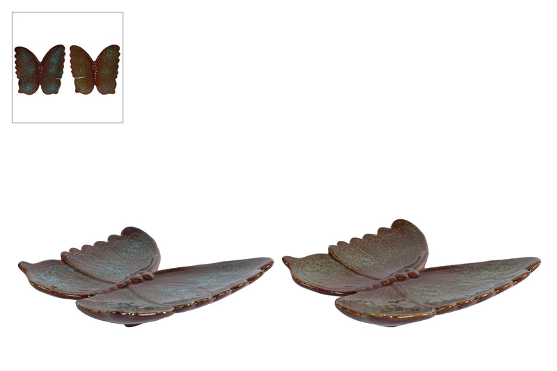 Sculptuur Butterfly L blauw/groen a2 aardew 18x17x3,5cm