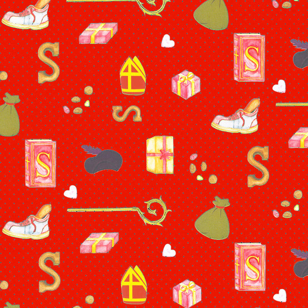 Apparaatrol Sint Rood stipjes 200mx50cm