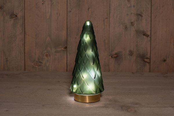 LED Lamp Boom Mat Glas Groen 11x25cm incl. timer