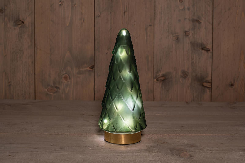 LED Lamp Boom Mat Glas Groen 11x25cm incl. timer