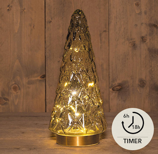 LED Lamp Boom Helder Glas Amber 13x29cm incl. timer