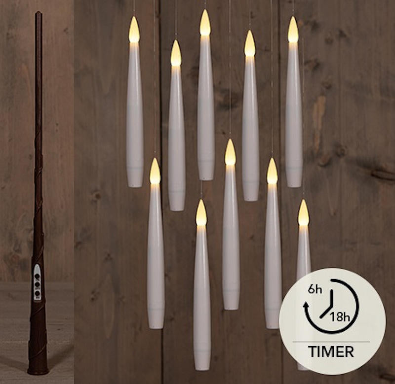 LED Kaarsen Zwevend Wit met Toverstok, Draad en Haken 15cm 1