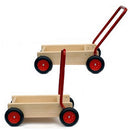 Van Bueren Houten Duwwagen met Leren Lopen Stand Rood