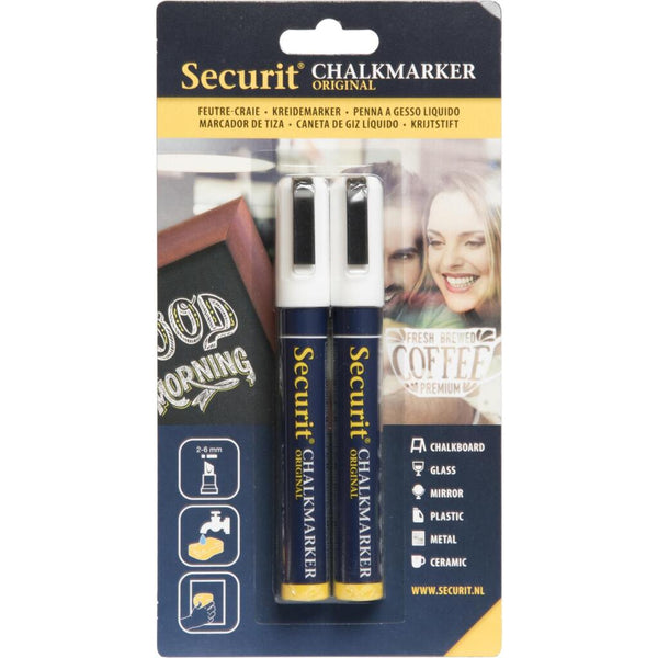 Securit Krijtstiften 2-6 mm Wit 2 Stuks