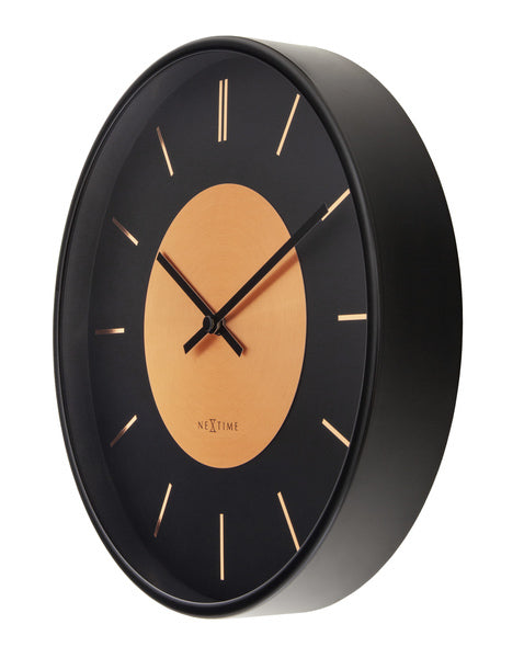 NeXtime NE-3535CO Wandklok Retro II 25cm Zwart/koper Metaal