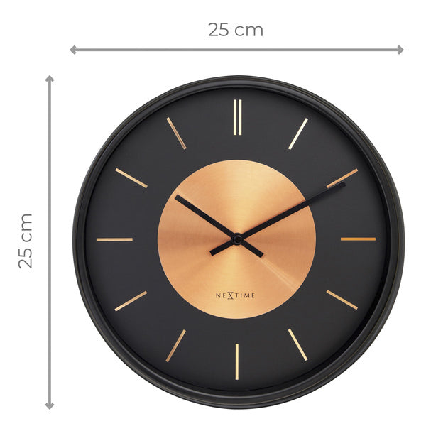 NeXtime NE-3535CO Wandklok Retro II 25cm Zwart/koper Metaal