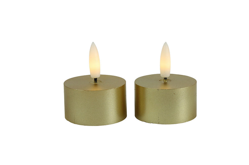 Countryfield LED Theelicht rustiek 4cm 2 stuks - goud