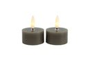 Countryfield LED Theelicht rustiek 4cm 2 stuks - grijs