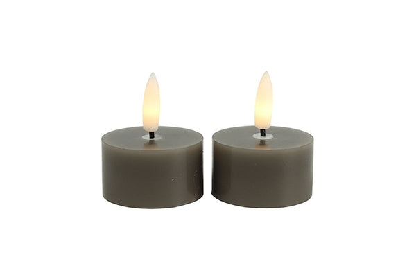 Countryfield LED Theelicht rustiek 4cm 2 stuks - grijs