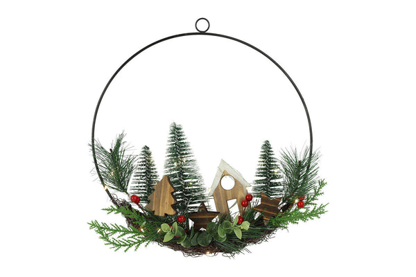 Countryfield Kersthanger LED Village 30x30x30cm - groen