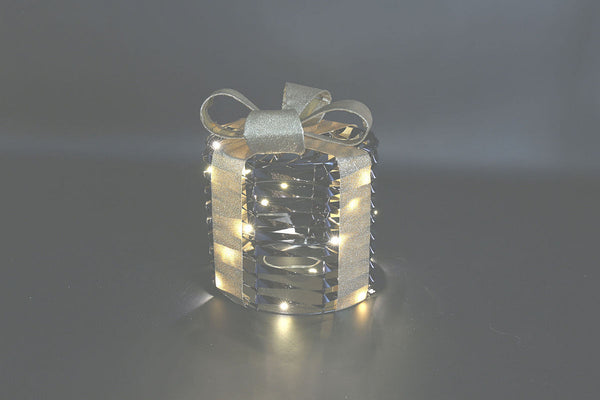 Countryfield Kerstkado LED ro Bling S glitter 15x17cm - goud