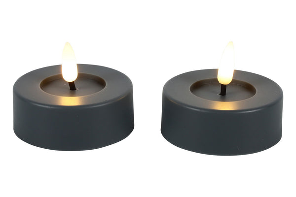 Countryfield LED Theelicht Maxi rustiek 2 stuks - grijs