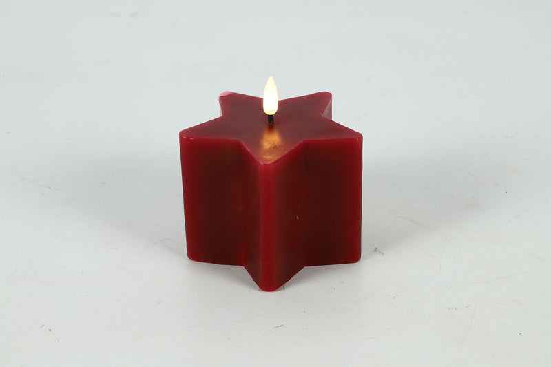 Countryfield LED Kaars ster S 10x10,5cm - rood
