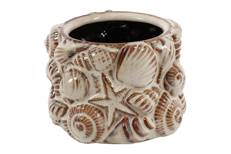 Countryfield Bloempot Schelpen S l.bruin 11,5x11,5x7,5cm