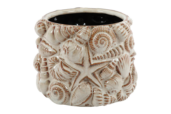 Countryfield Bloempot Schelpen M l.bruin 16,5x16,5x11,5cm