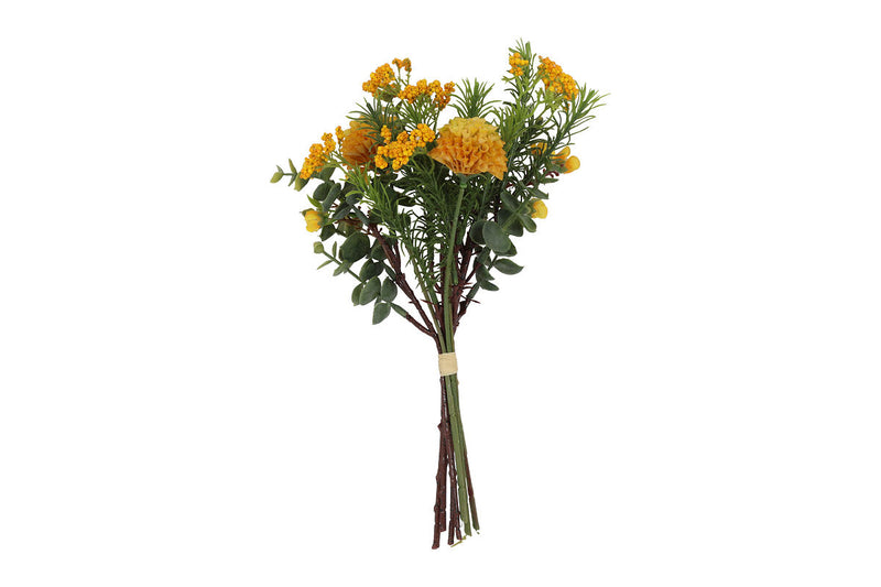 Countryfield Kunstbloem Dahlia Pompon Boeket geel 33cm